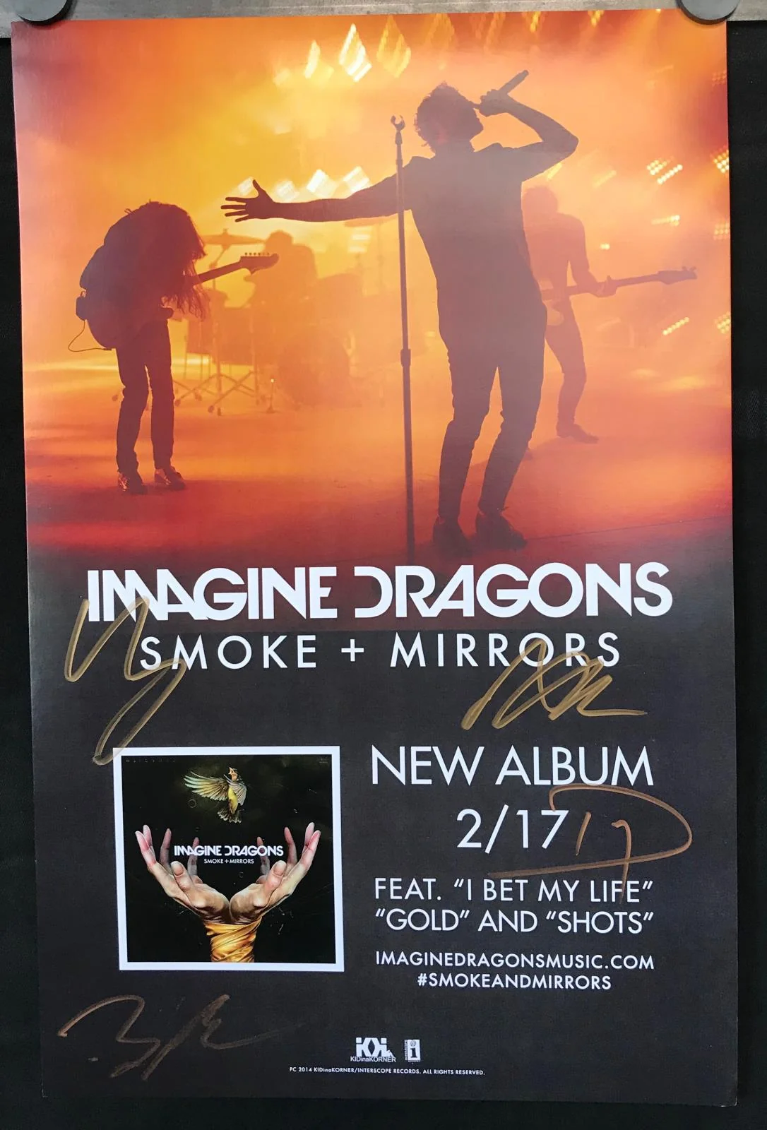 Imagine Dragons Smoke + Mirrors 11" x 17" VG+ Promo Poster Signed