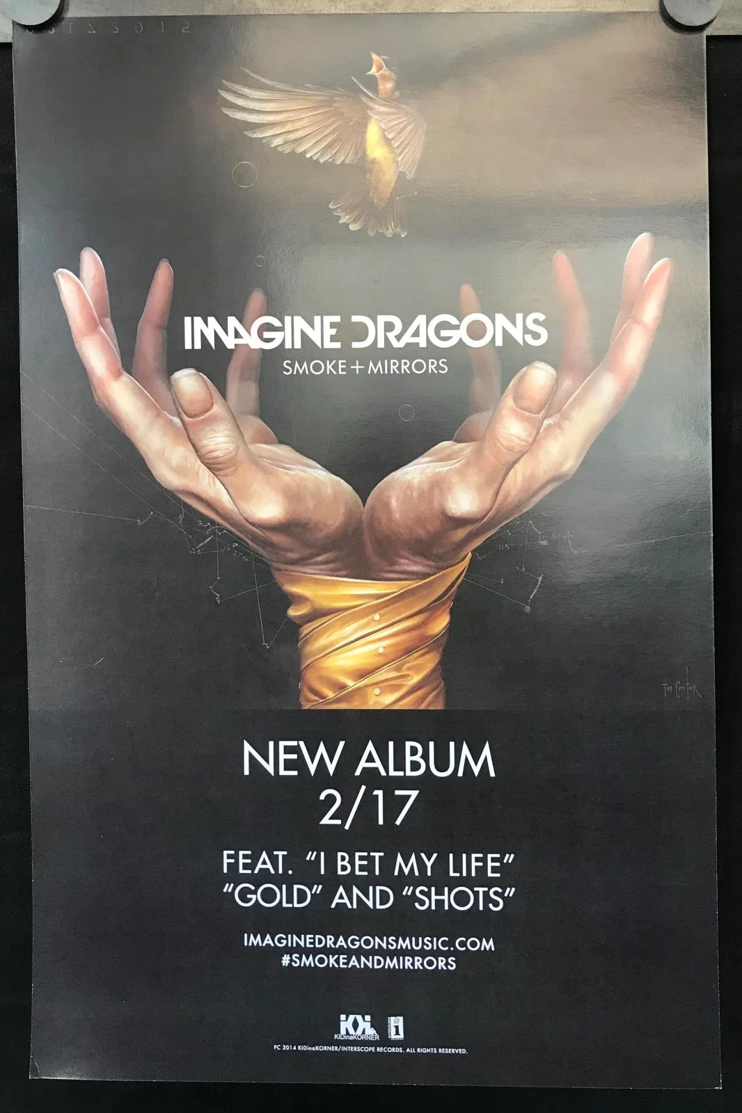 Imagine Dragons Smoke + Mirrors 11" x 17" VG+ Promo Poster Signed - Image 2