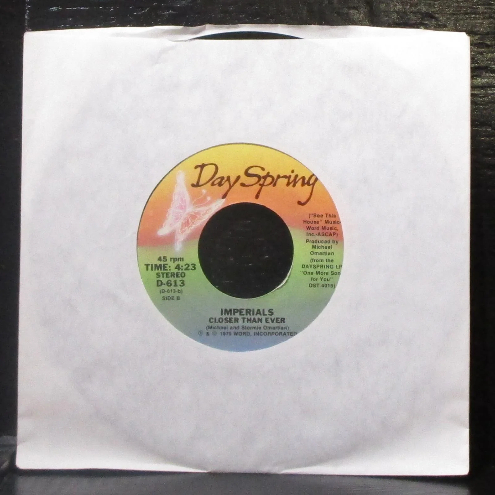 Imperials - Living Without Your Love / Closer Than Ever 7" VG+ Vinyl 45 D-613 - Image 2