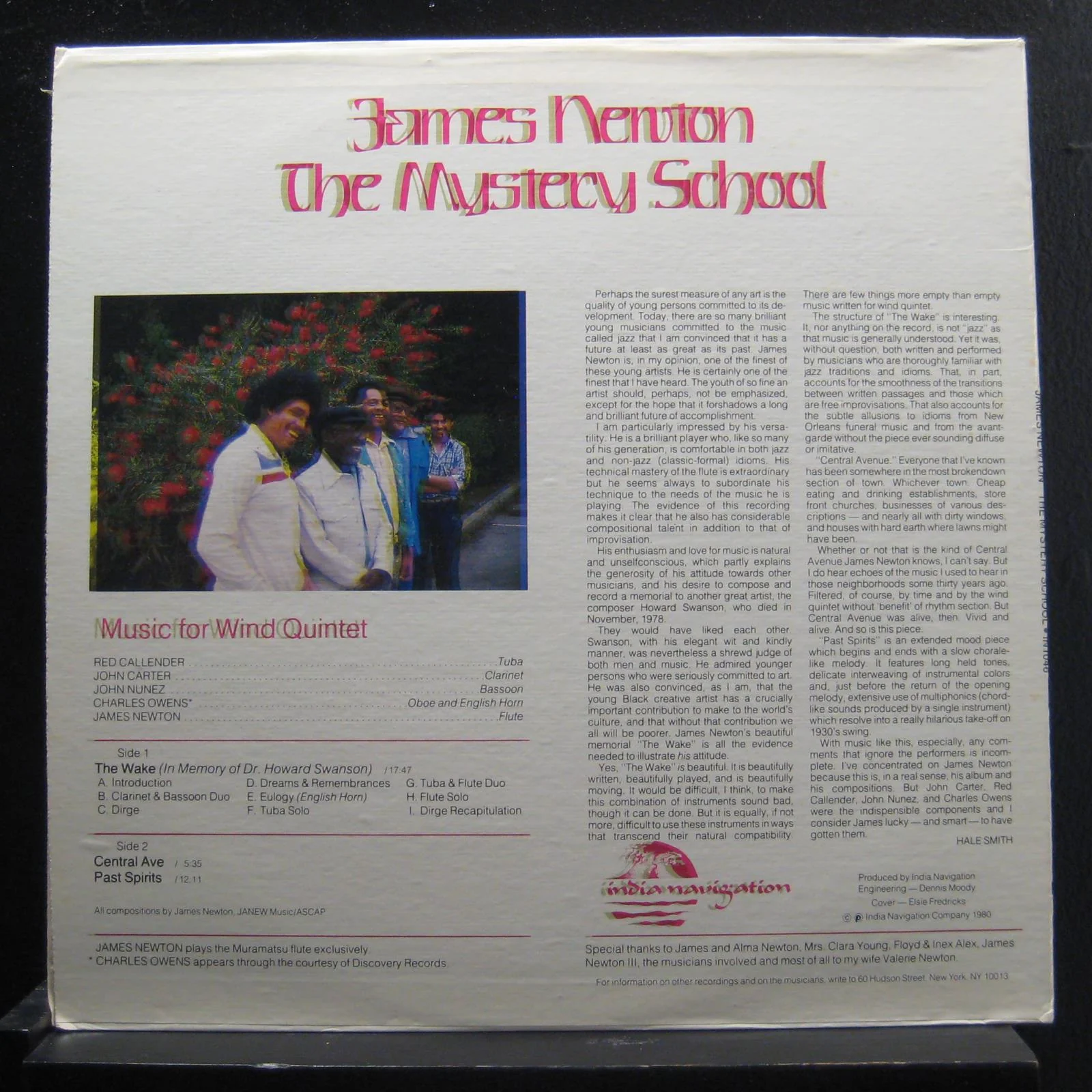 James Newton - The Mystery School - VG+ LP Record 1980 India Navigation USA Vinyl - Jazz / Free Jazz - Image 2