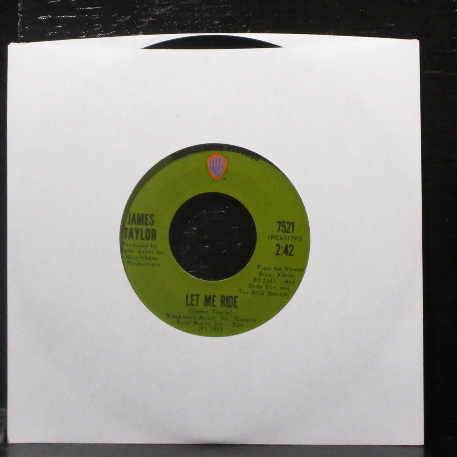 James Taylor - Long Ago And Far Away / Let Me Ride 7" Mint- Vinyl 45 WB 7521 USA - Image 2