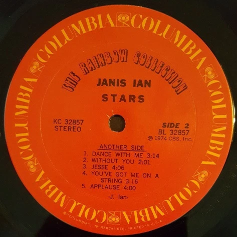 Janis Ian - Stars - VG+ LP Record 1974 Columbia The Rainbow Collection USA Vinyl - Soft Rock / Pop Rock / Folk Rock - Image 4