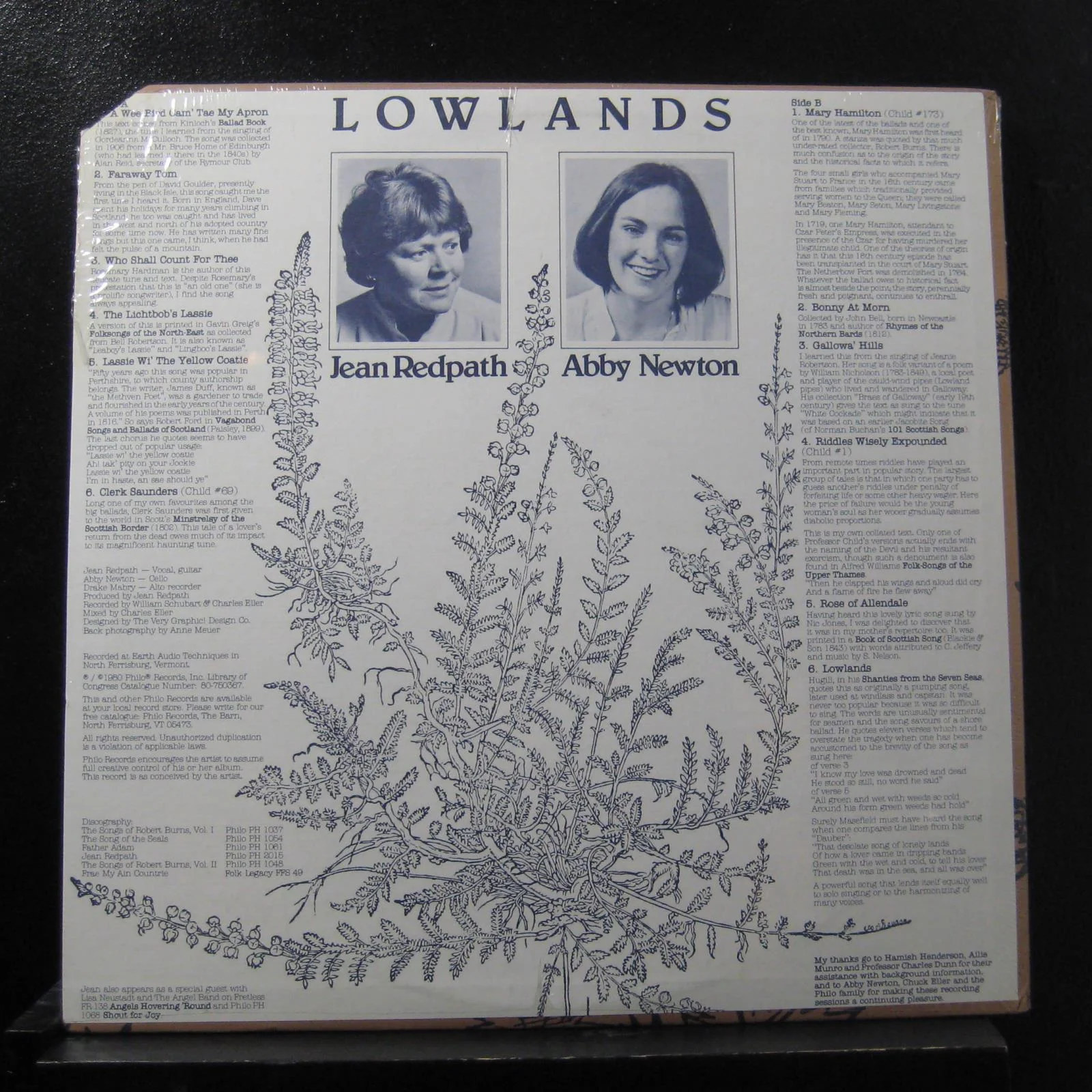 Jean Redpath With Abby Newton - Lowlands LP New Sealed PH 1066 Vinyl 1986 Record - Image 2