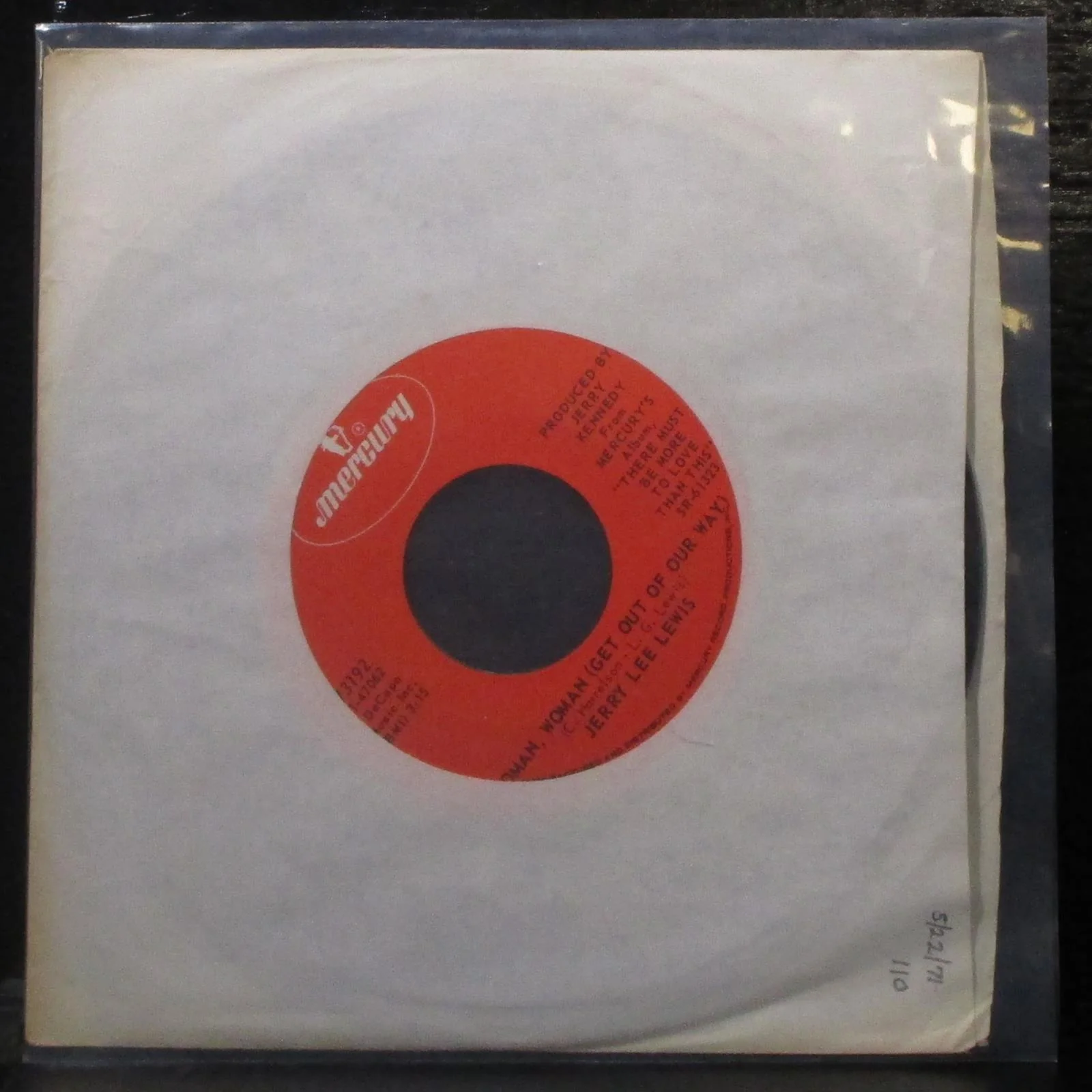 Jerry Lee Lewis - Touching Home / Woman, Woman 7" VG+ Vinyl 45 Mercury 73192 - Image 2