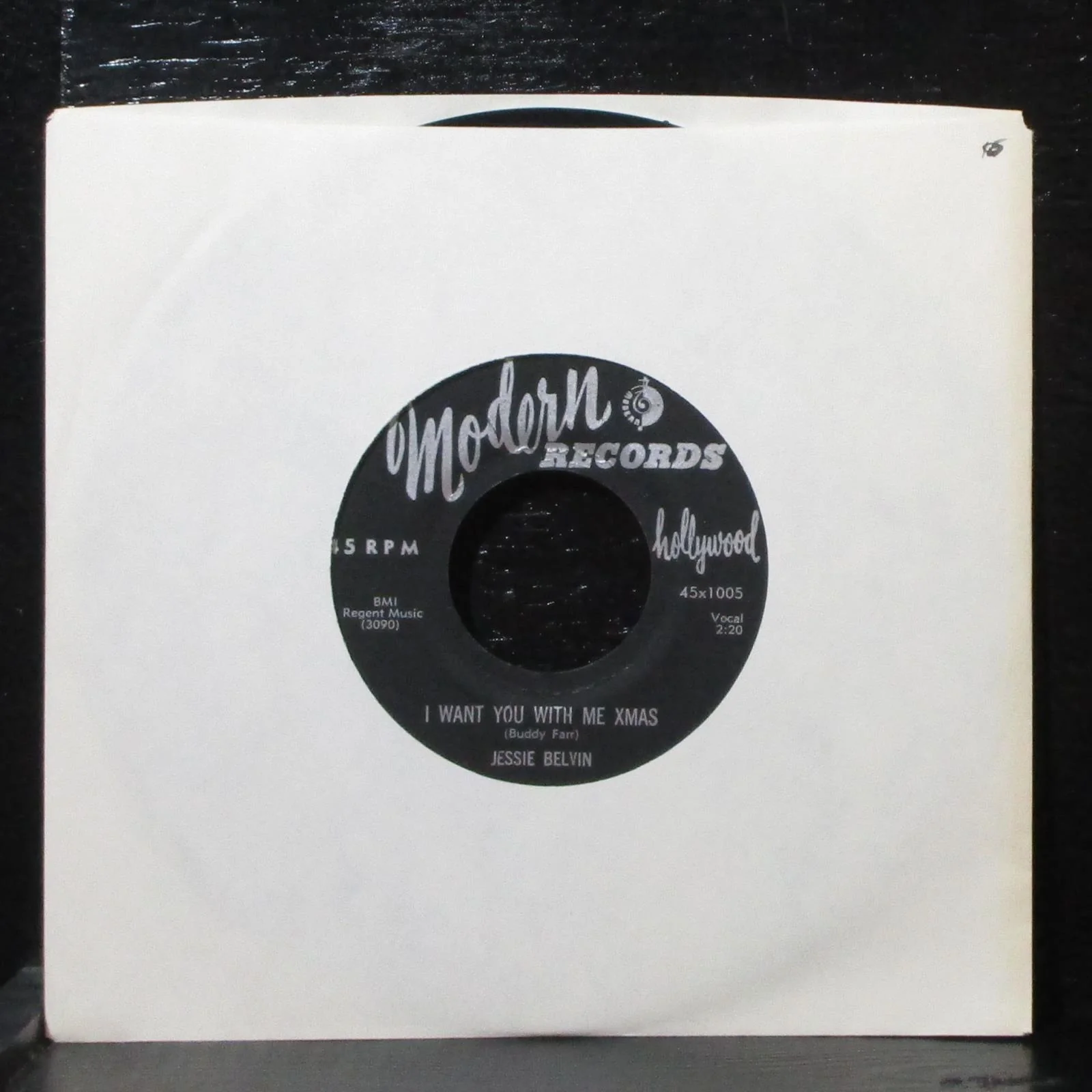 Jessie Belvin - Goodnight My Love 7" VG+ Modern 45x1005 USA 1956 - Image 2