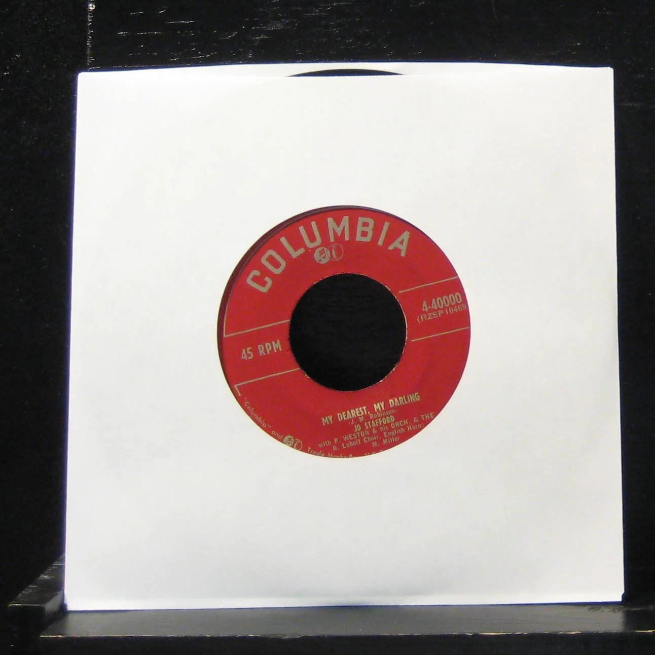 Jo Stafford - My Dearest, My Darling 7" VG+ 4-40000 Vinyl 45 Columbia - Image 2
