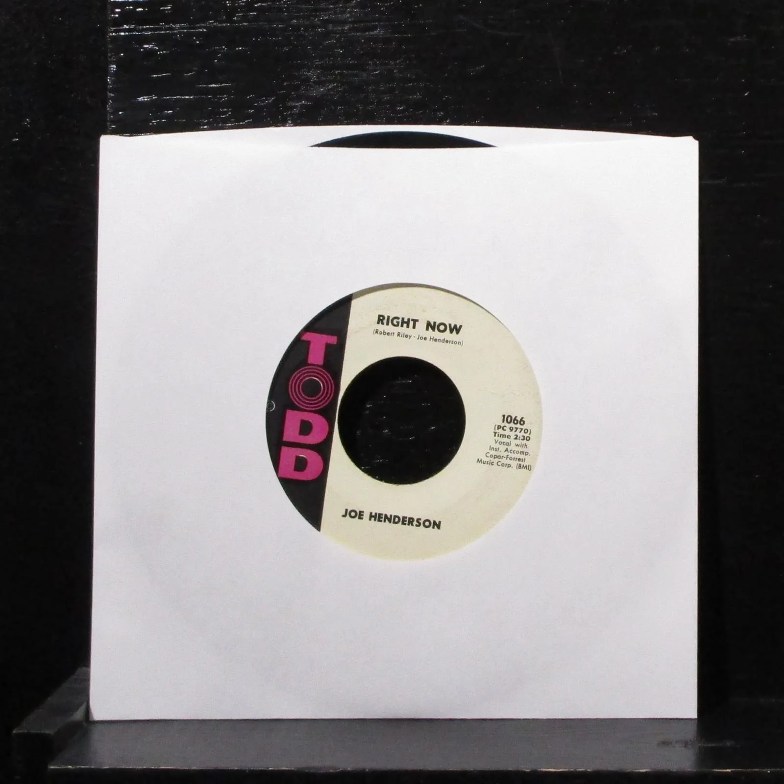 Joe Henderson - Right Now / Baby Don't Leave Me 7" VG+ Vinyl 45 Todd 1066 USA - Image 2