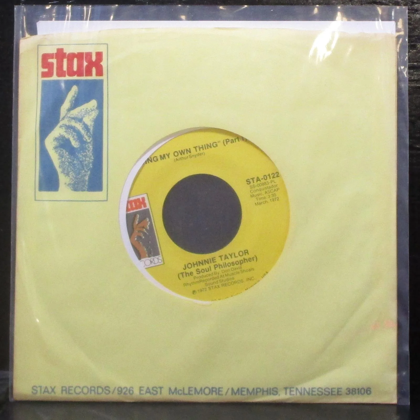 Johnnie Taylor - Doing My Own Thing 7" Mint- Vinyl 45 Stax STA-0122 USA 1972