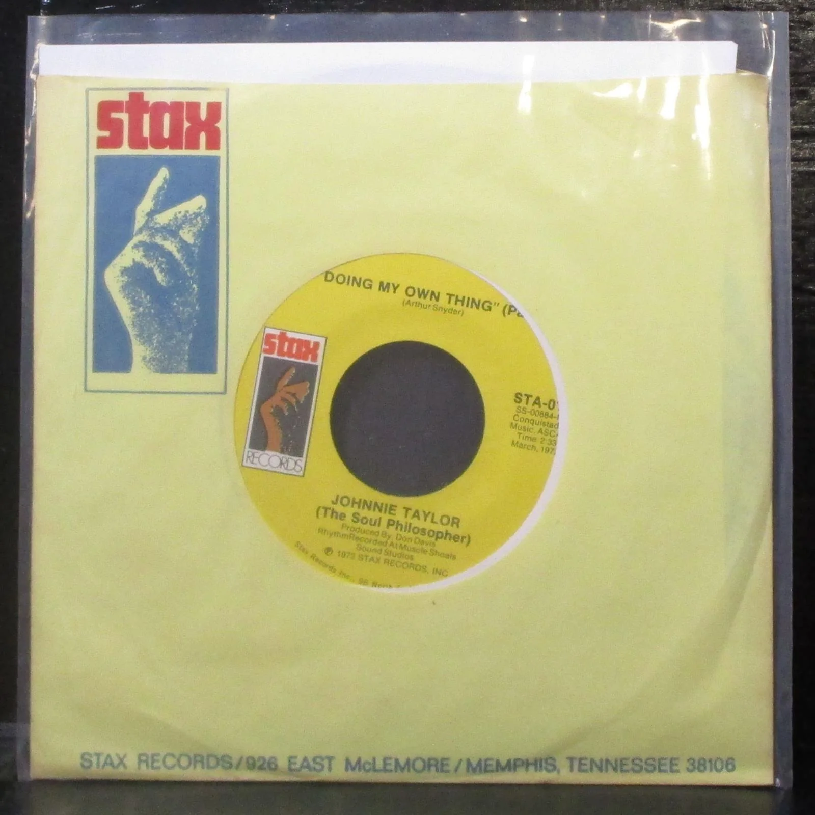 Johnnie Taylor - Doing My Own Thing 7" Mint- Vinyl 45 Stax STA-0122 USA 1972 - Image 2