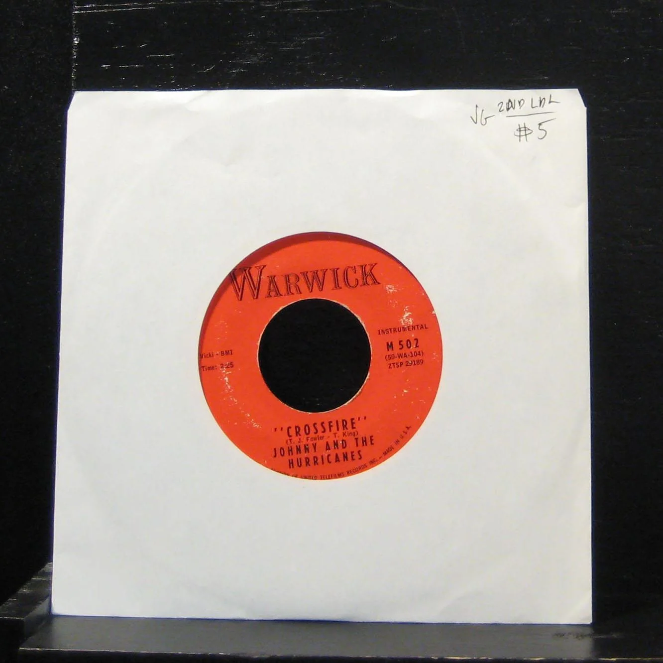 Johnny And The Hurricanes - Crossfire / Lazy 7" VG M 502 Vinyl 45