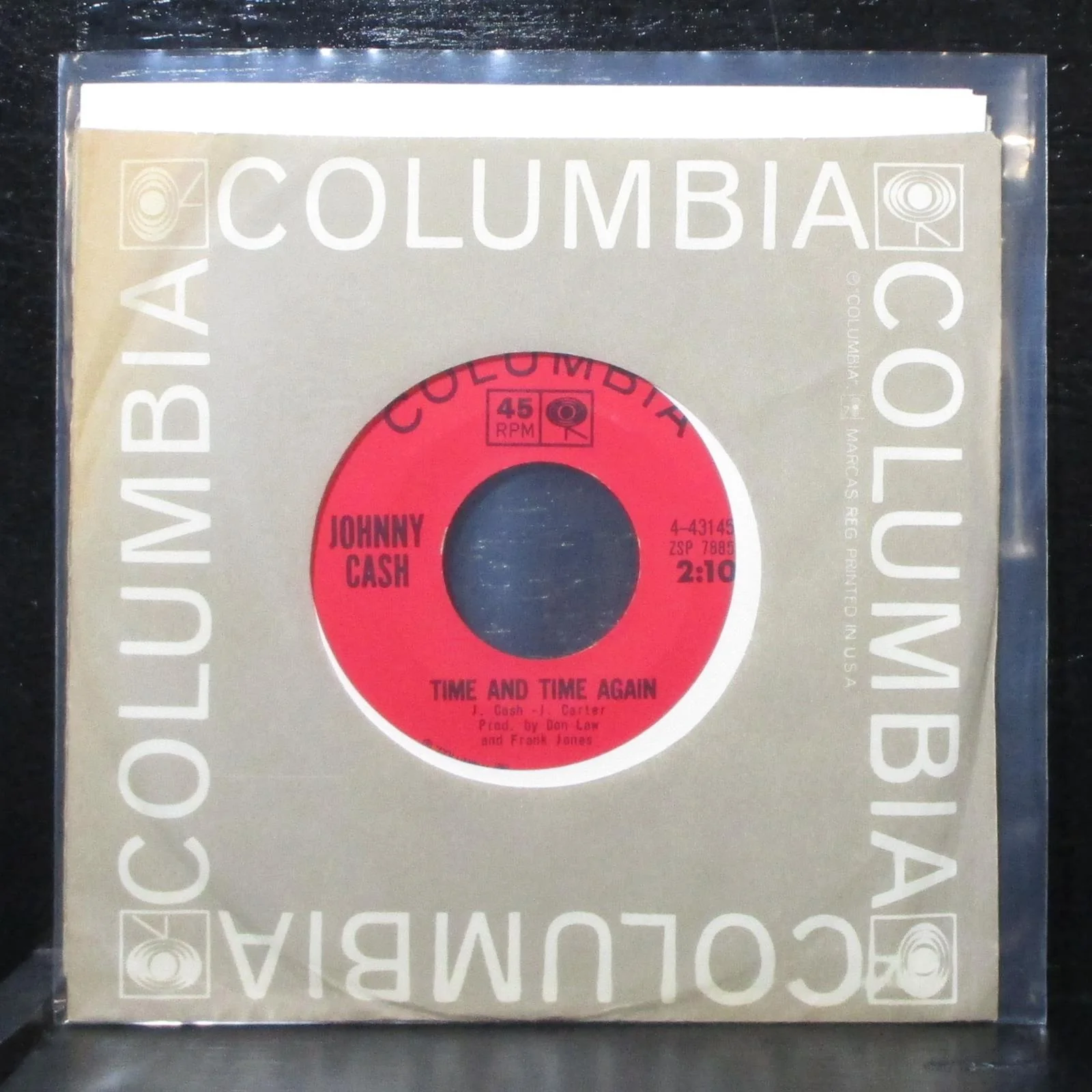 Johnny Cash - It Ain't Me, Babe / Time And Time Again 7" VG Columbia 4-43145 USA - Image 2