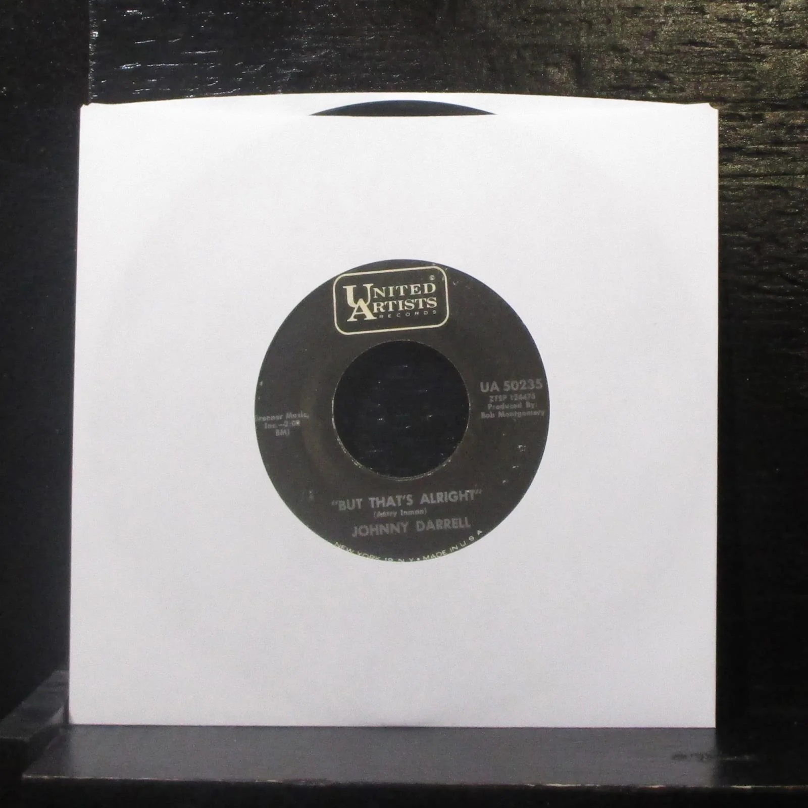 Johnny Darrell - The Son Of Hickory Hollers Tramp 7" VG+ Vinyl 45 UA 50235 USA - Image 2