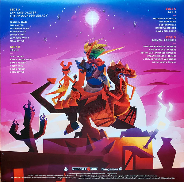Josh Mancell - Jak And Daxter - Mint- 2 LP Record 2020 Fangamer Naughty Dog USA Yellow Marble & Orange Marble Vinyl - Soundtrack / Video Game Music - Image 2