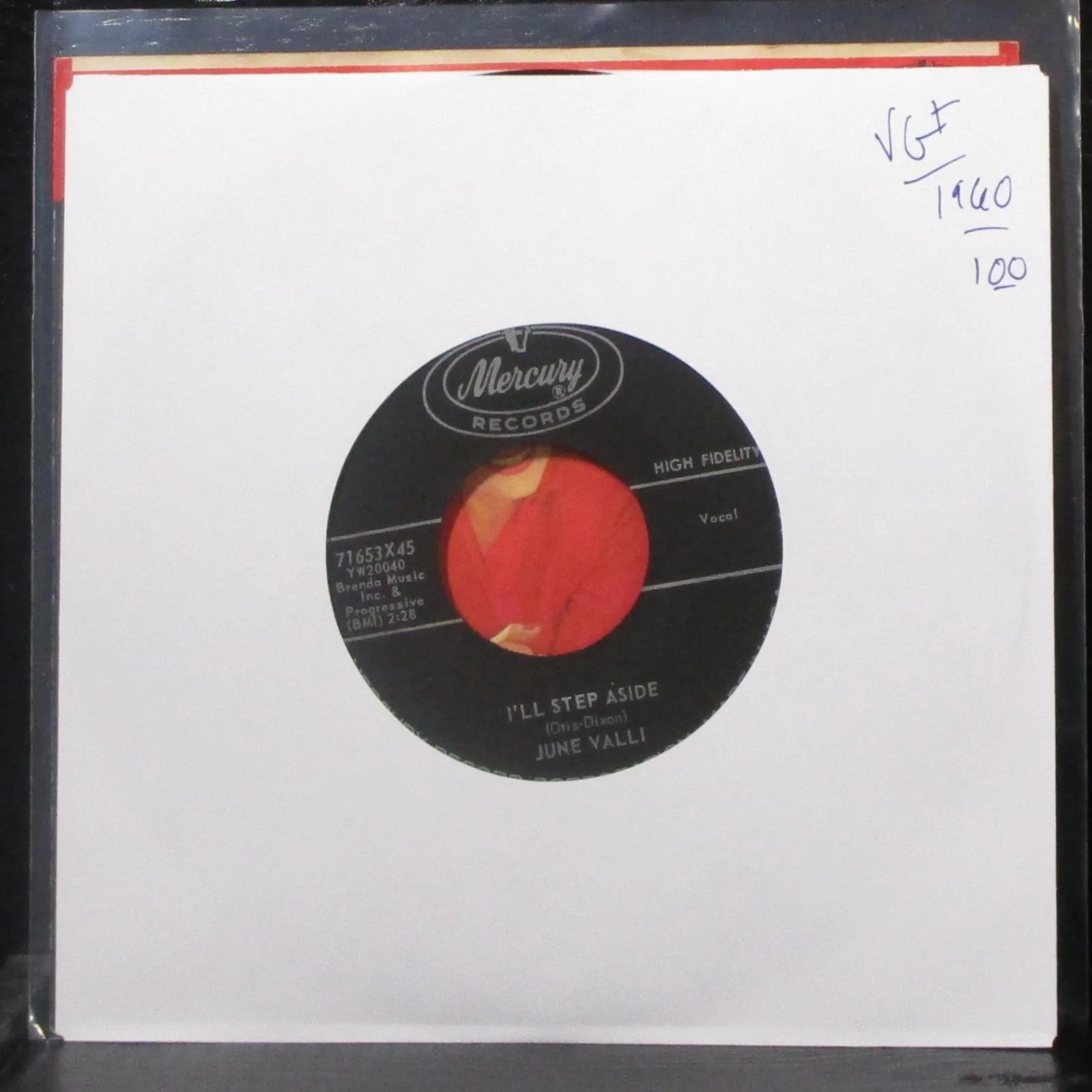 June Valli - I'll Step Aside / Looking At The World 7" VG+ Vinyl 45 Mercury 1960 - Image 2