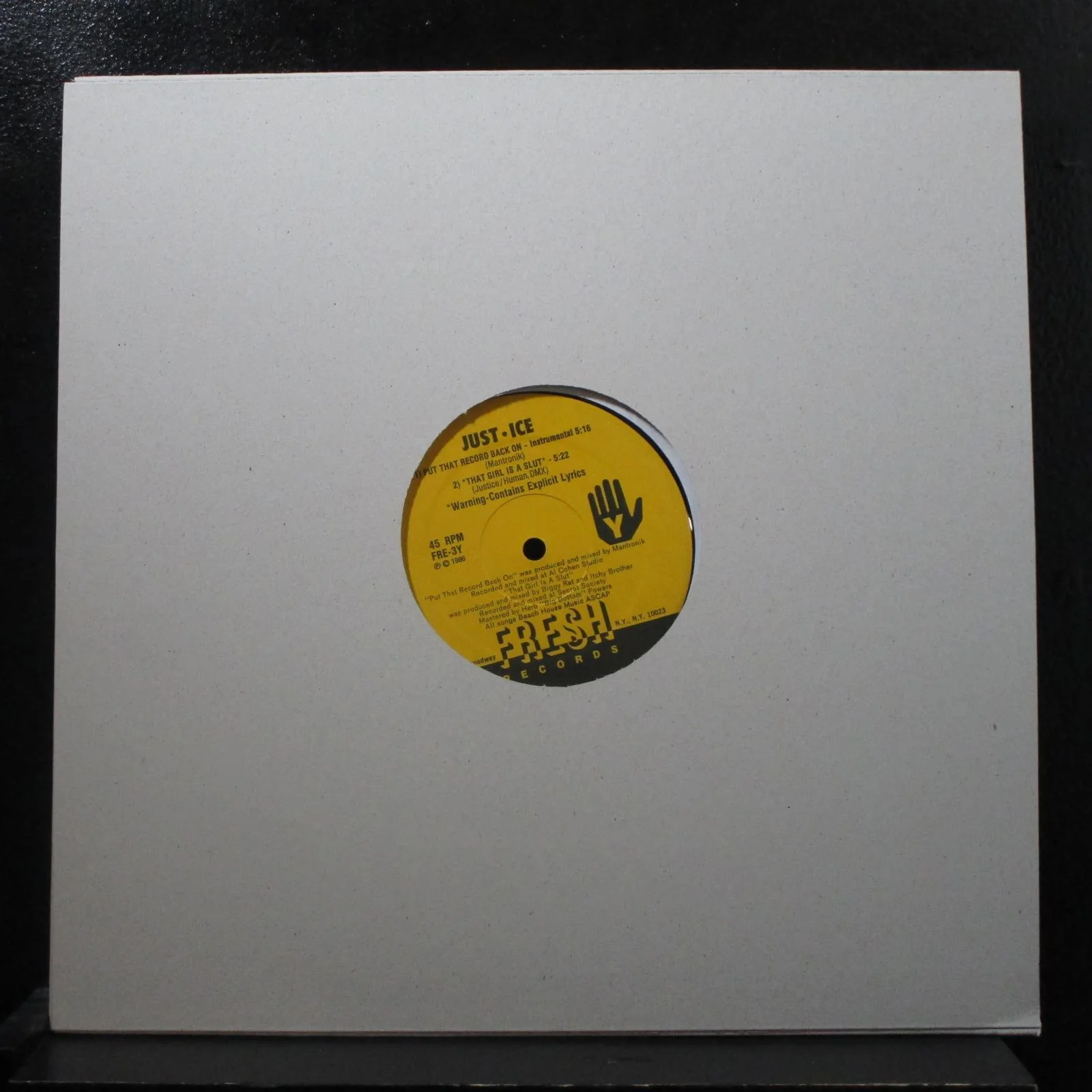 Just-Ice - Put That Record Back On / LaToya 12" VG+ FRE-003X Vinyl Record