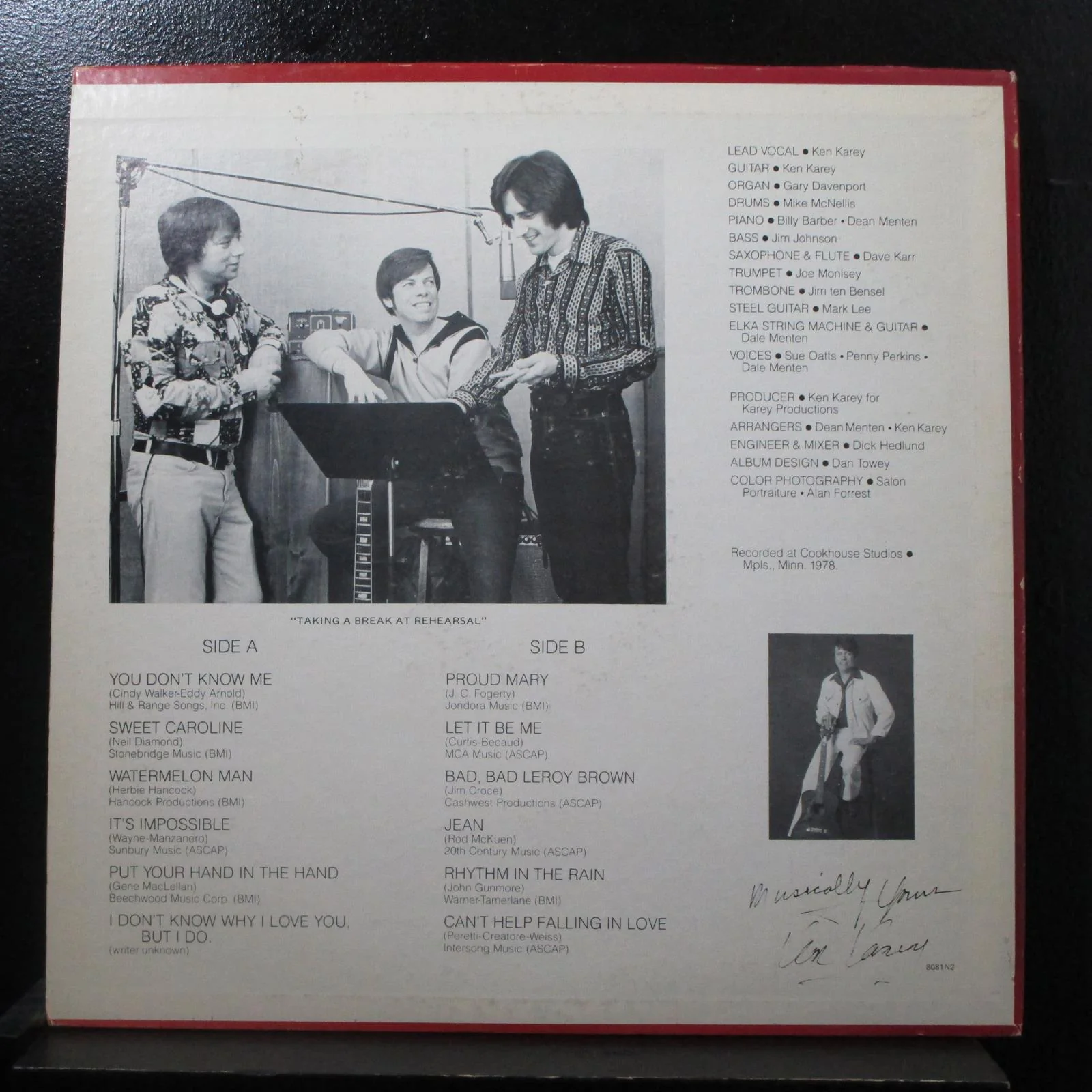 Ken Karey - Sings LP VG+ CHS-7804 Vinyl Record Signed Private MN Pop - Image 2
