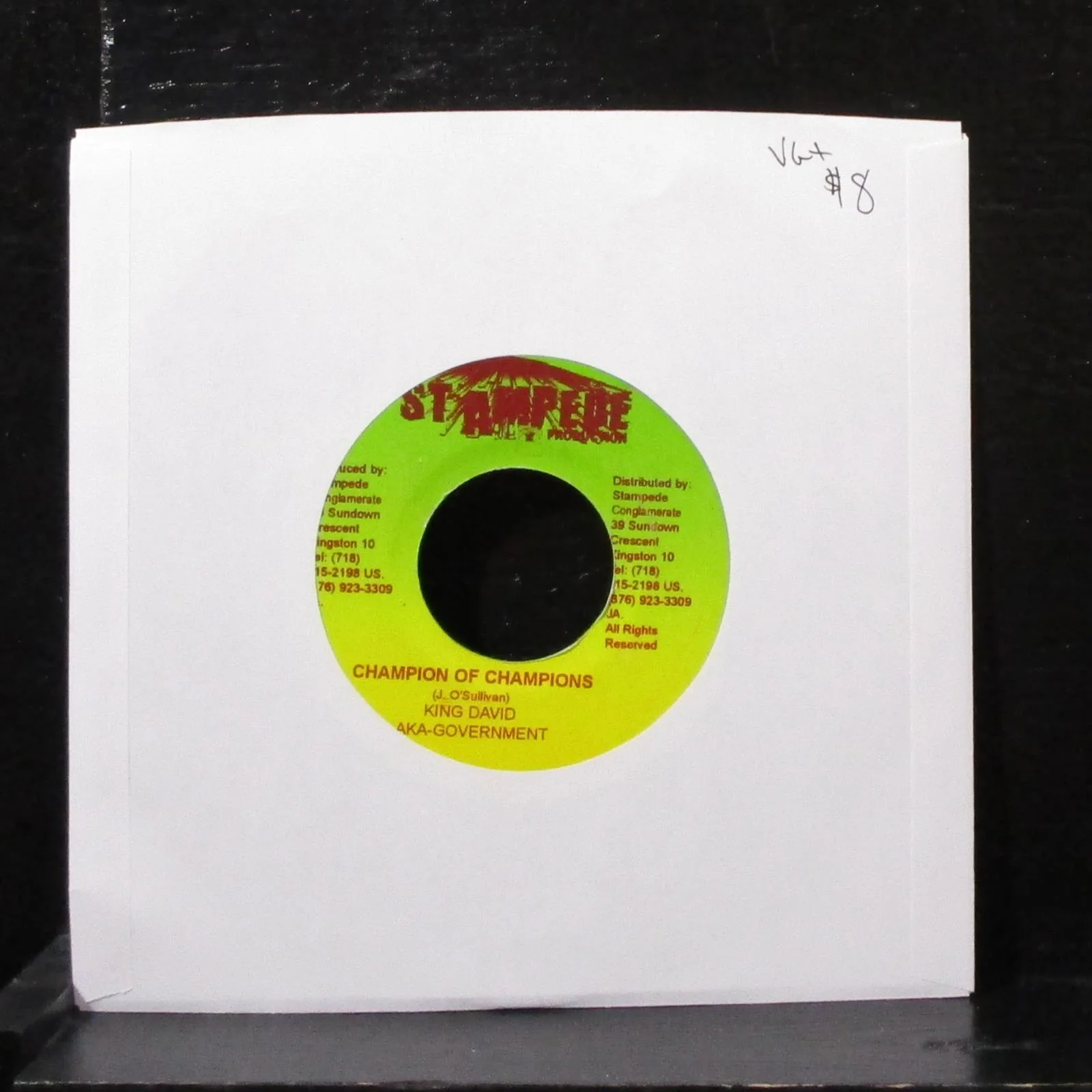 King David - Champion Of Champions 7" VG+ Vinyl 45 Stampede Jamaica