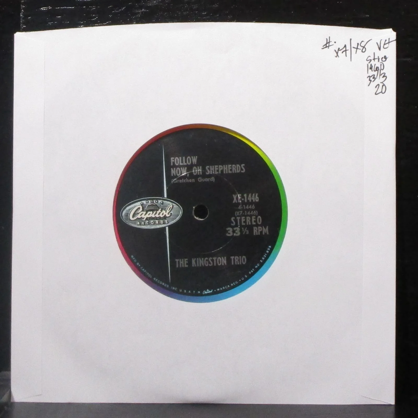 Kingston Trio - Follow Now, Oh Shepherds 7" VG+ Vinyl 33 Capitol XE-1446 X7/X8