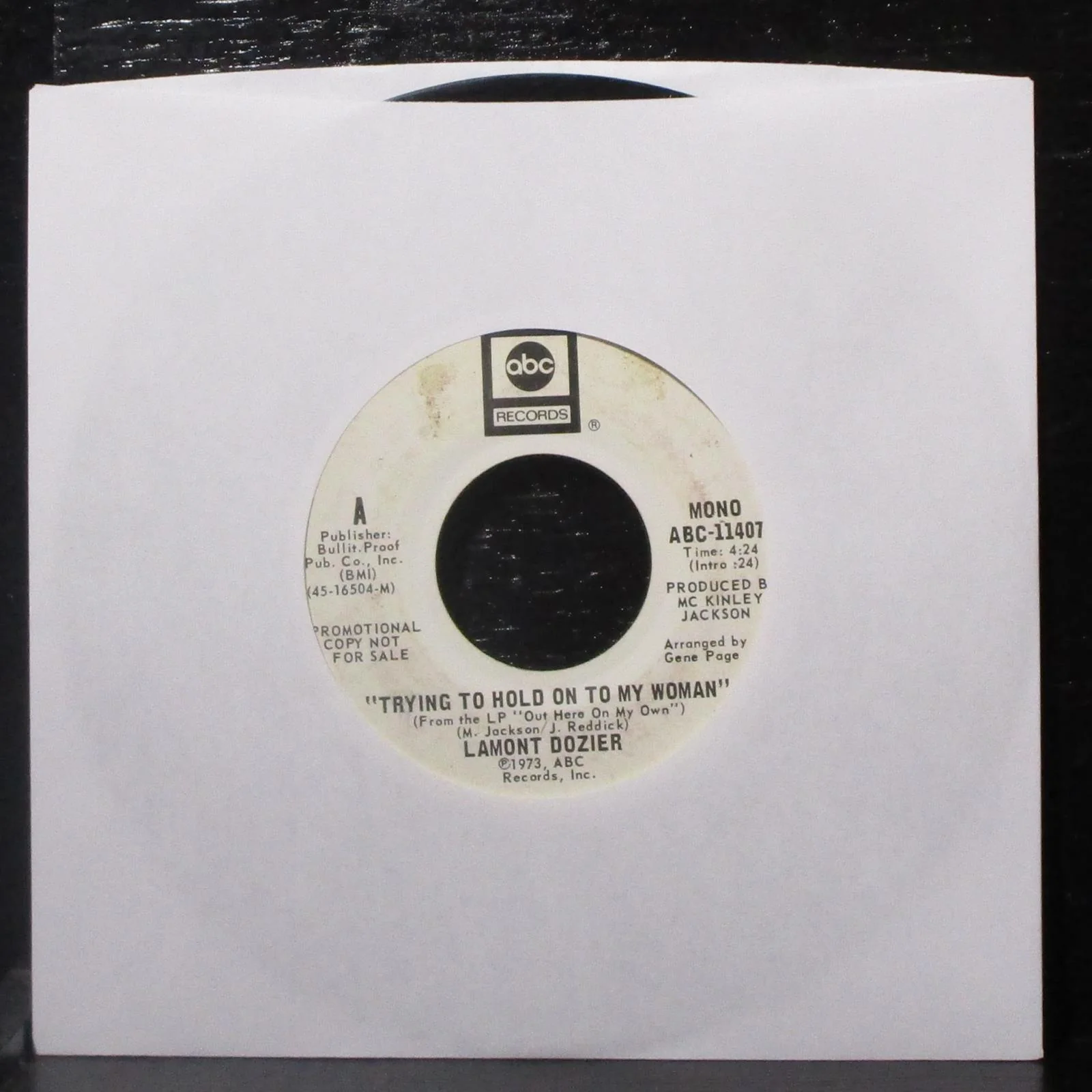 Lamont Dozier - Trying To Hold On To My Woman 7" VG Promo Vinyl 45 ABC-11407 - Image 2