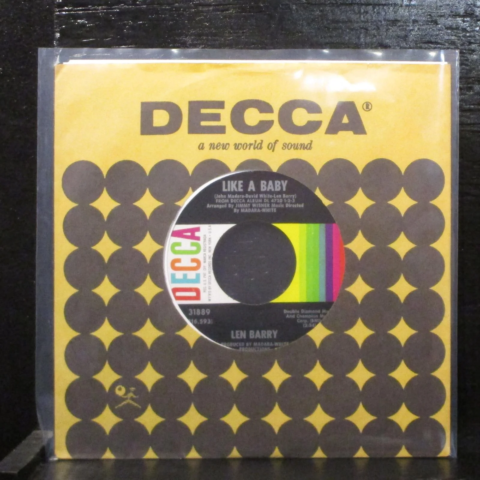 Len Barry Like A Baby Mint- 7" Vinyl 45 Decca 31889 Rock, Soul 1966 - Image 2