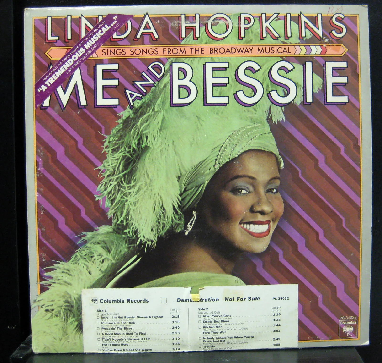 Linda Hopkins - Me And Bessie - VG+ LP Record 1976 CBS WLP Promo Vinyl - Jazz / Blues