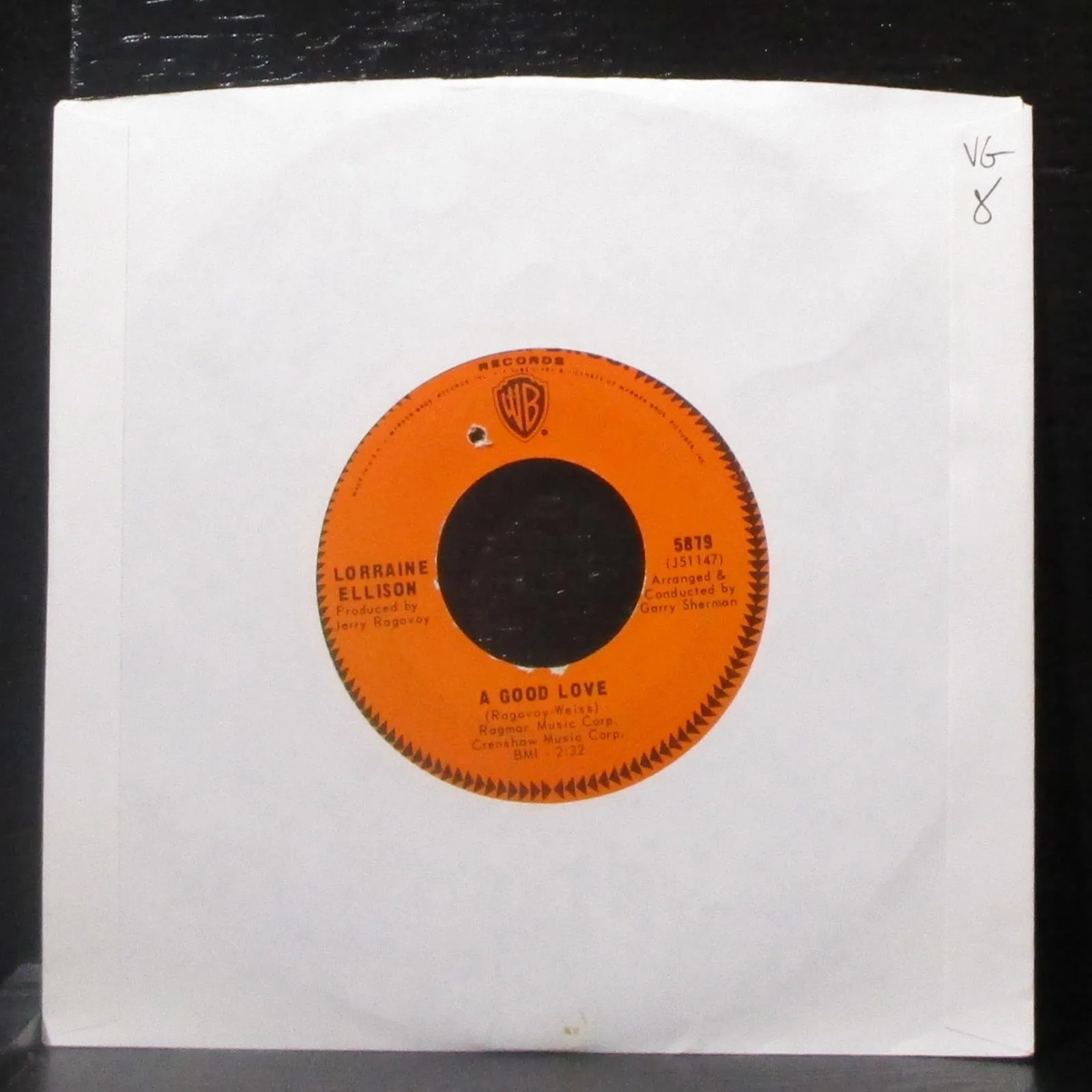 Lorraine Ellison - A Good Love / I'm Over You 7" VG Vinyl 45 WB 5879 USA 1966