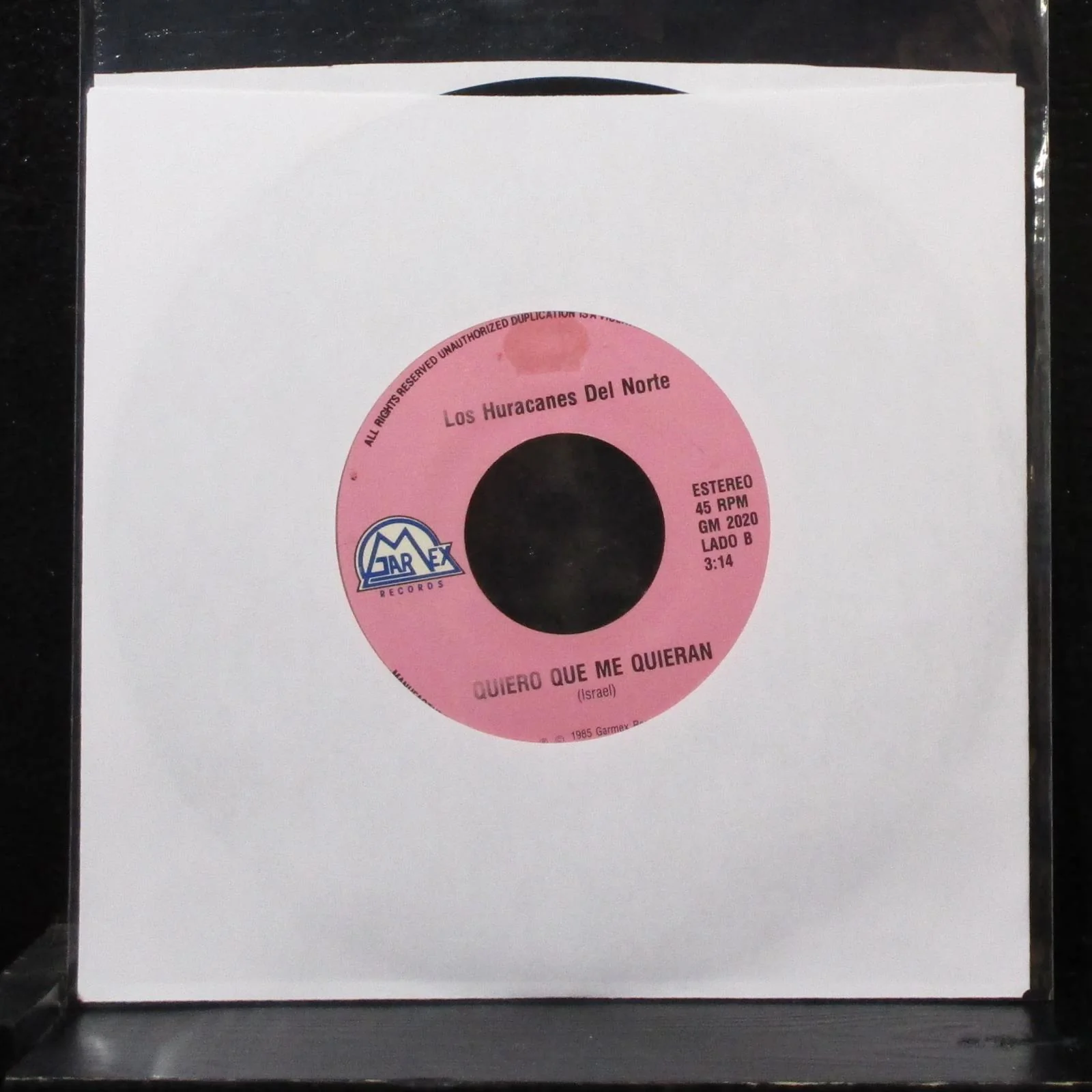 Los Huracanes Del Norte - Por Una Mala Aventura 7" VG+ Vinyl 45 Garmex GM 2020 - Image 2