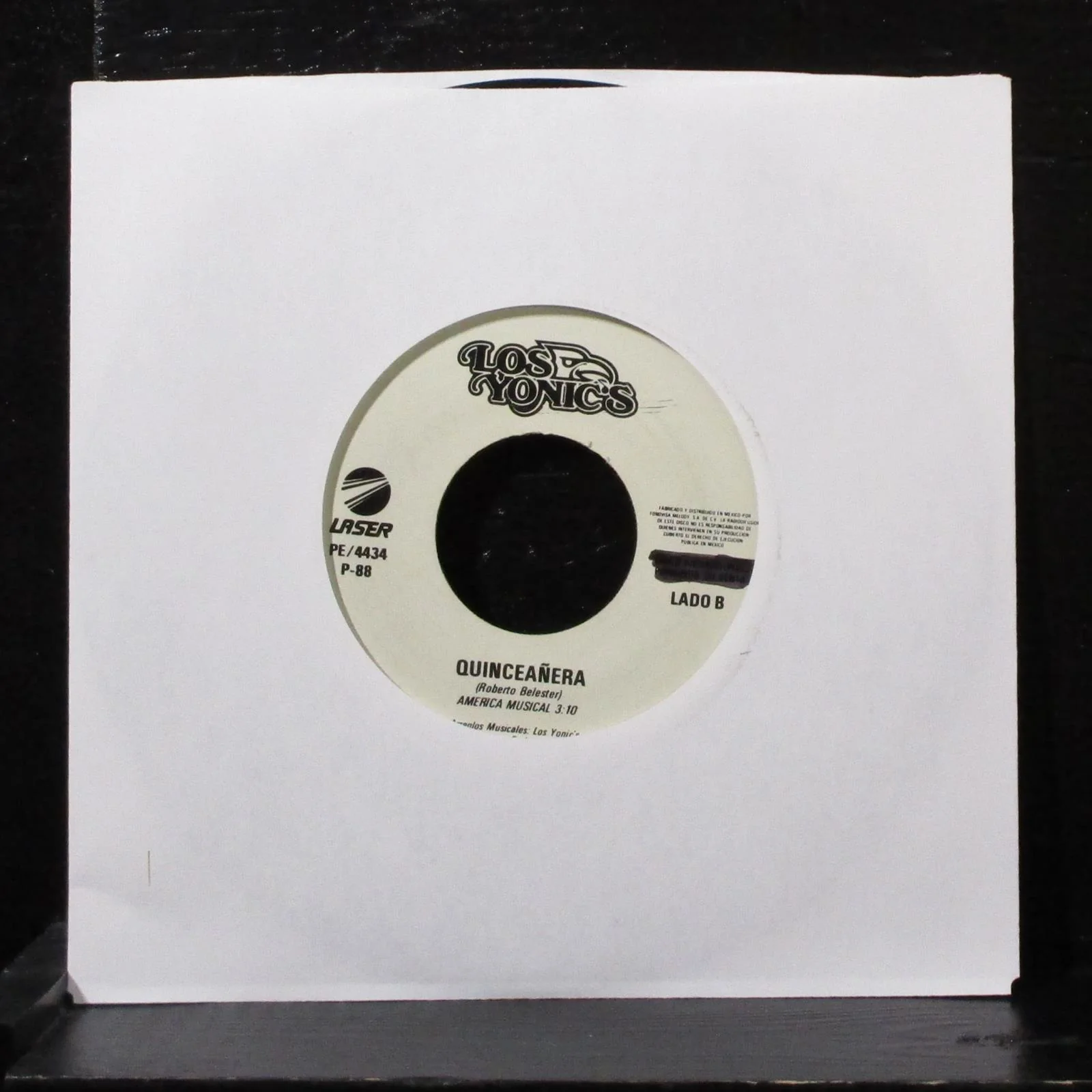 Los Yonics - Te Vino Grande La Corona 7" VG+ Promo Vinyl 45 Laser PE/4434 Mexico - Image 2