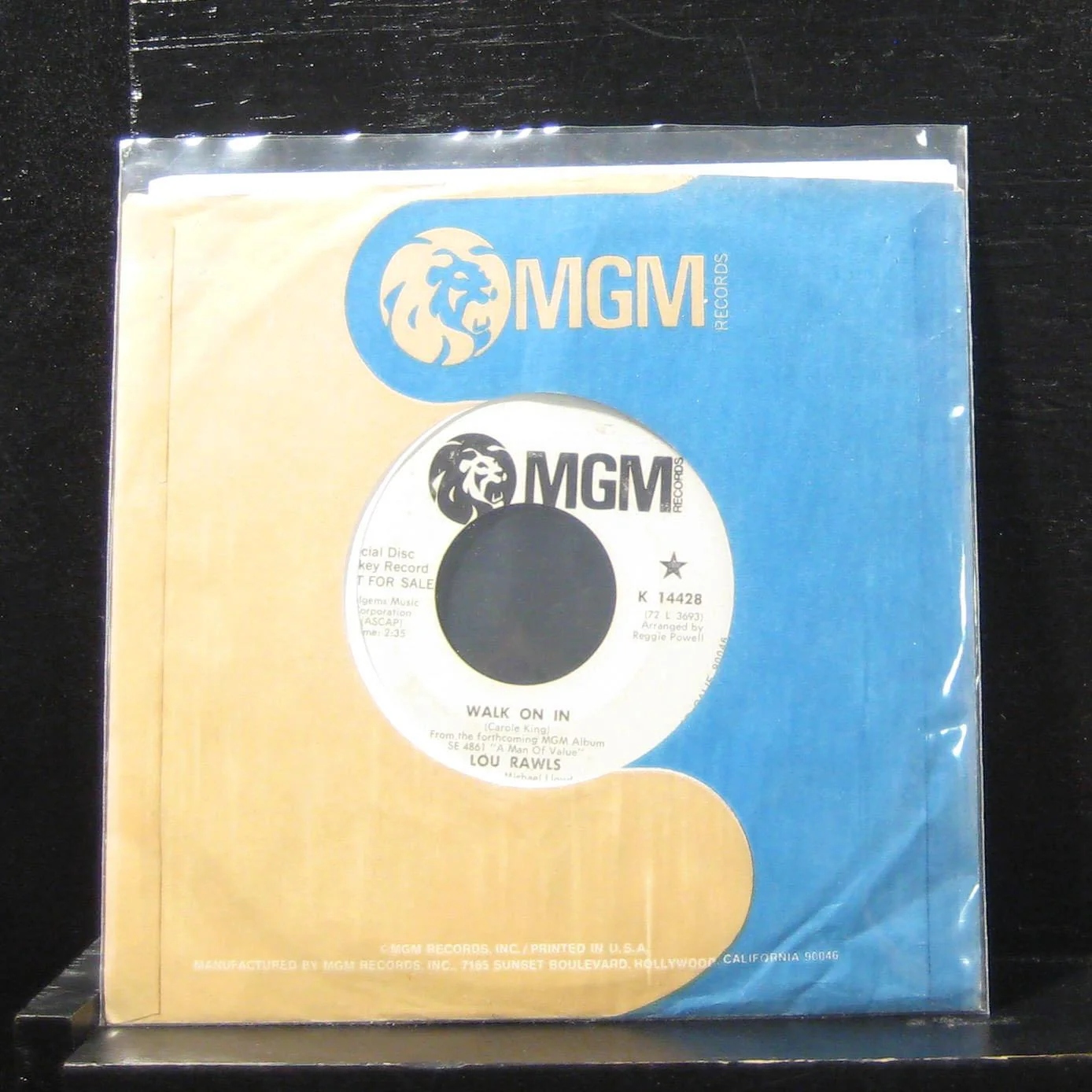 Lou Rawls - Walk On In / The Politician 7" VG K 14428 Vinyl 45 Promo