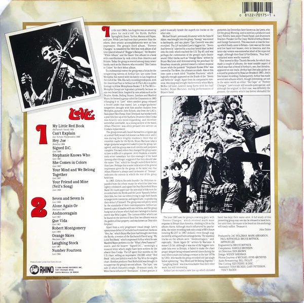 Love - The Best Of Love (1980) - VG+ LP Record 1986 Rhino USA Vinyl - Psychedelic Rock / Garage Rock - Image 2
