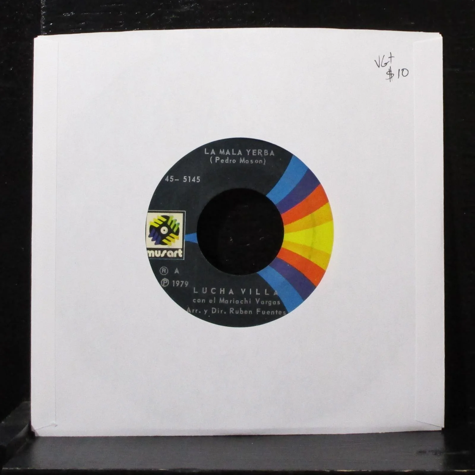 Lucha Villa - La Mala Yerba 7" VG+ Vinyl 45 Musart 45-5145 USA 1979
