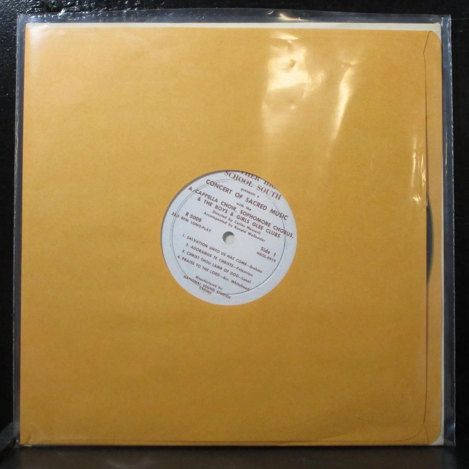 Luther High School South - Concert Of Sacred Music VG+ Mono 10" LP private R5008 - Image 2