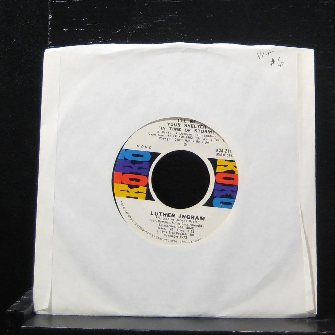 Luther Ingram - I'll Be Your Shelter / I Can't Stop 7" VG+ KOA-2113 Vinyl 45