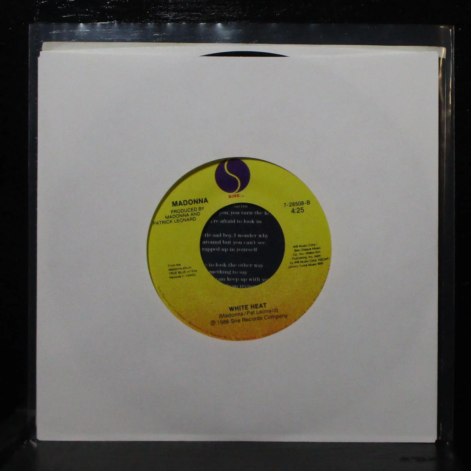 Madonna - Open Your Heart / White Heat 7" Mint- Sire 7-28508 USA 1986 - Image 2