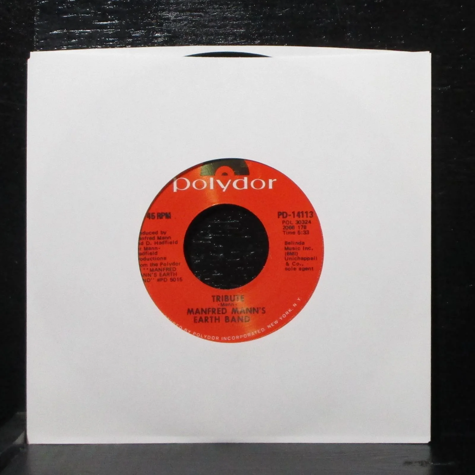 Manfred Mann's Earth Band - Living Without You 7" Mint- Polydor PD-14113 USA - Image 2