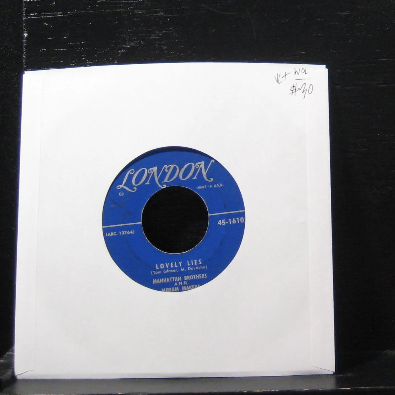 Manhatta Brothers and Miriam Makeba - Lovely Lies 7" VG+ 45-1610 Vinyl 45