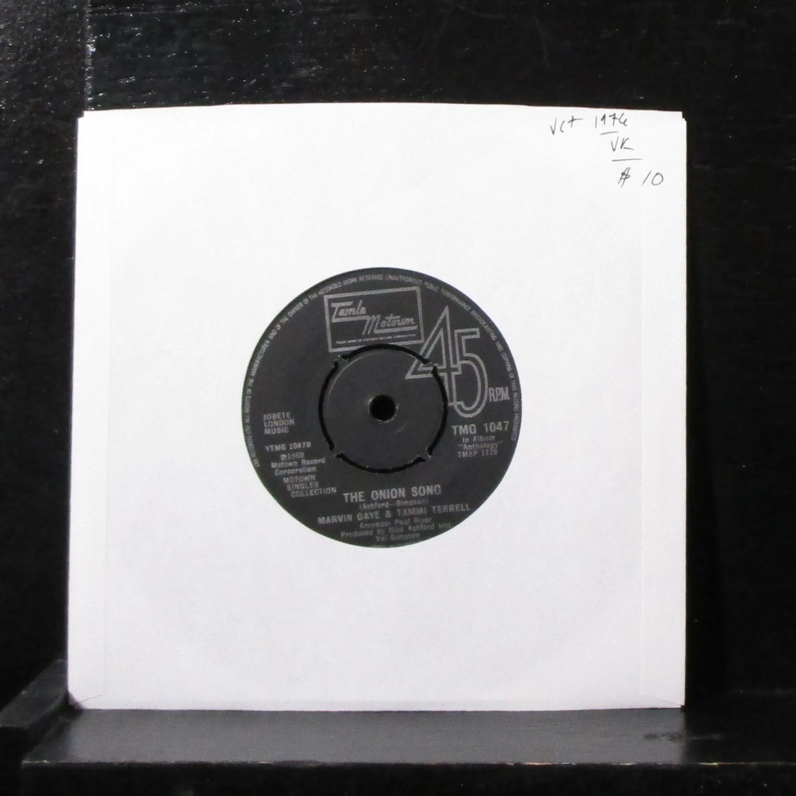 Marvin Gaye - Onion Song / You Are Everything 7"  VG+ Vinyl 45 TMG 1047 UK 1976