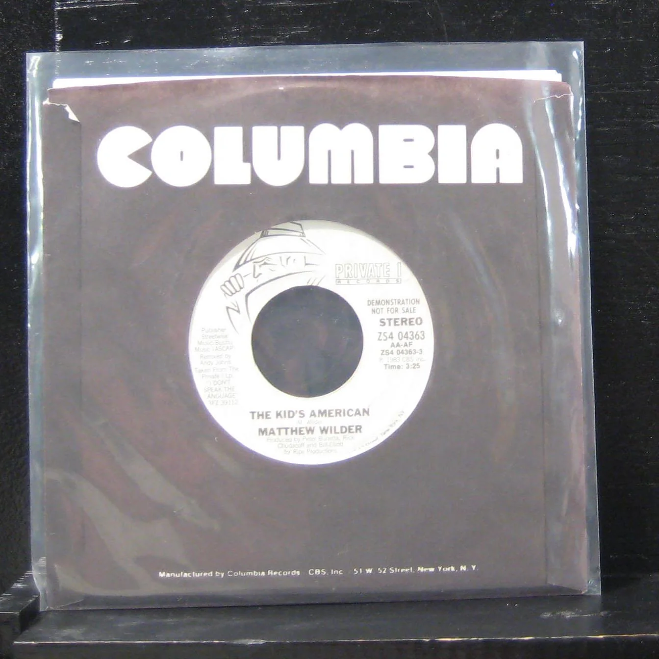 Matthew Wilder - The Kid's American 7" Mint- ZS4 04363Vinyl 45 Promo