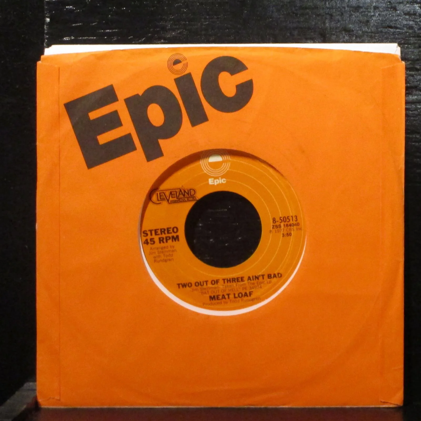 Meat Loaf  Two Out Of Three Ain't Bad Mint- 7" Vinyl 45 Epic 8-50513 Rock 1977