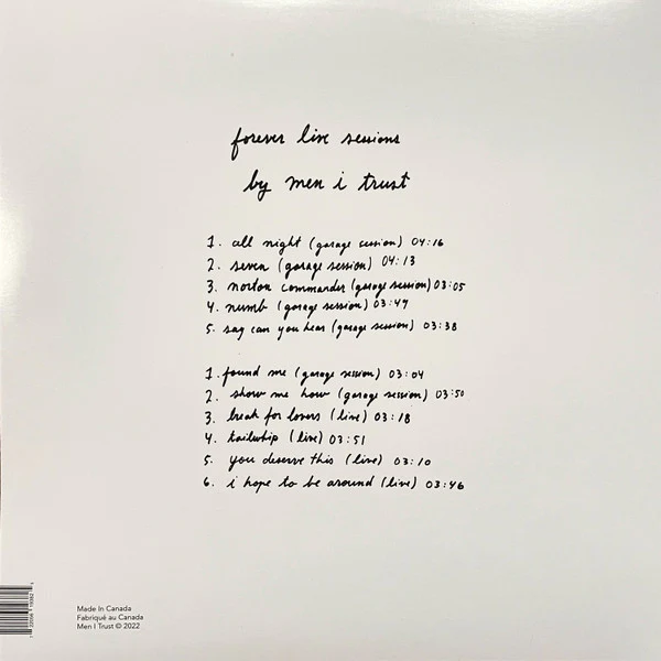 Men I Trust - Forever Live Sessions - Mint- LP Record 2023 Self Released Canada Black Vinyl Indie Pop / Indie Rock - Image 2