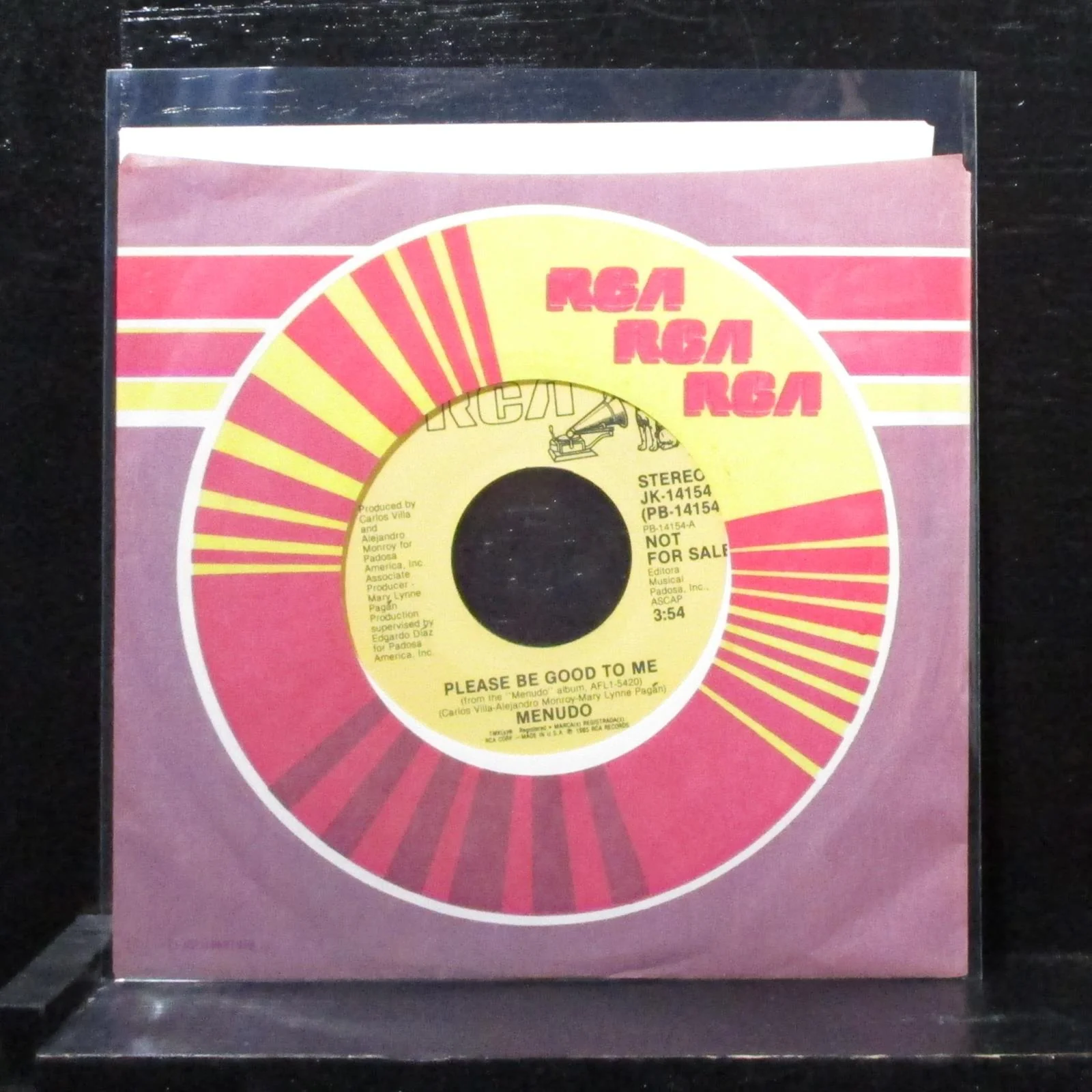 Menudo - Please Be Good To Me 7" Mint- Promo Vinyl 45 RCA JK-14154 USA 1985 - Image 2