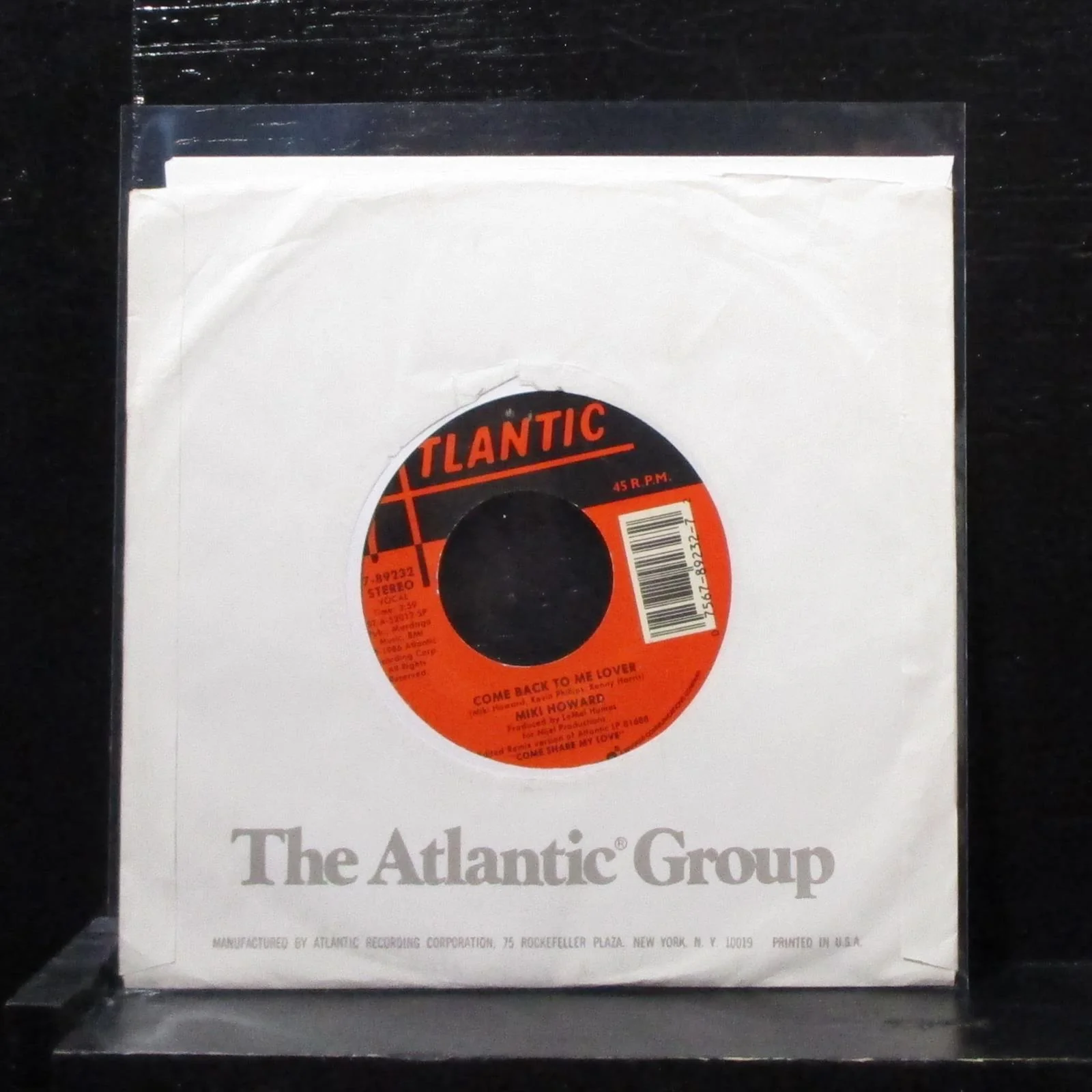 Miki Howard - Come Back To Me Lover 7" Mint- Vinyl 45 Atlantic 7-89232 USA 1987