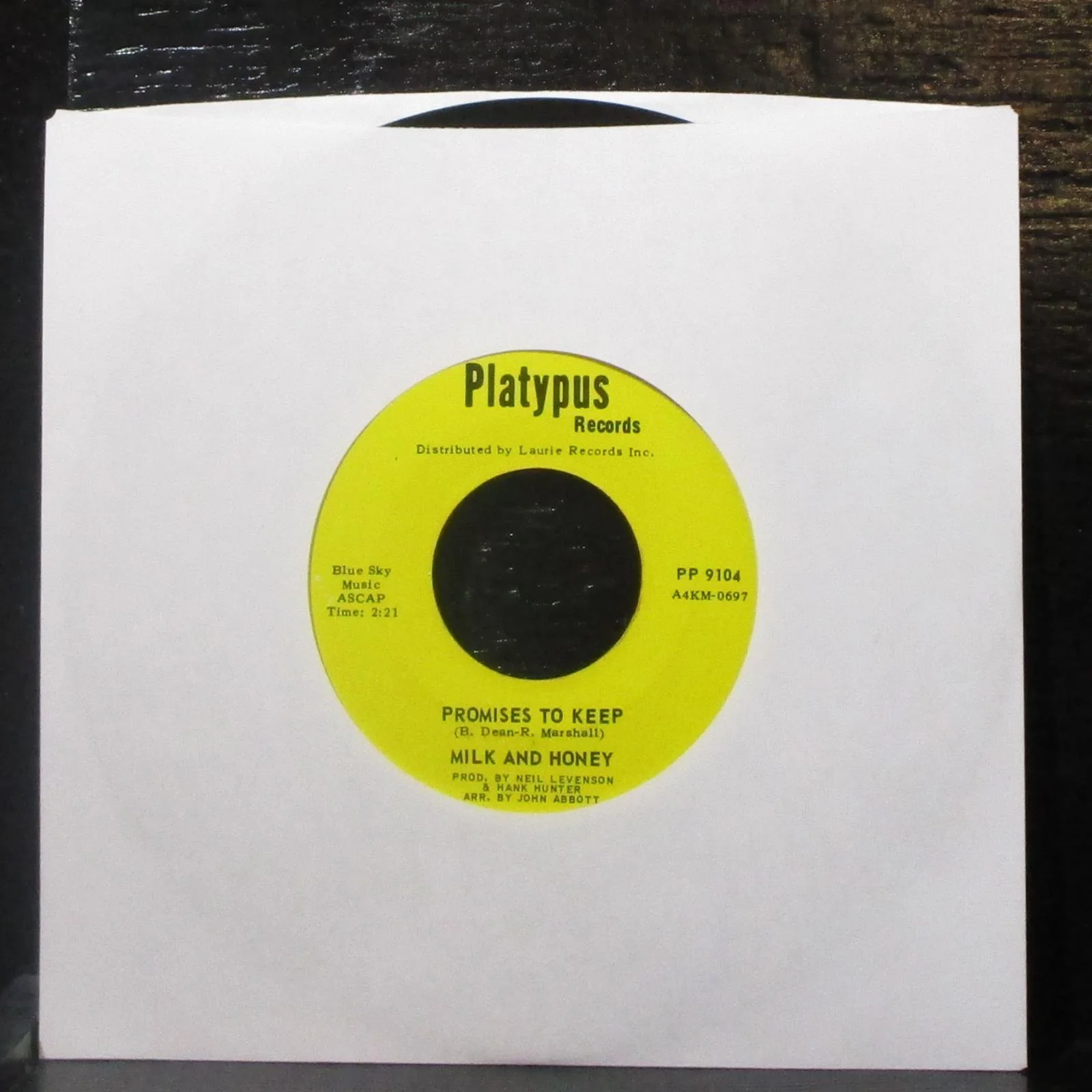 Milk And Honey - Secret Of The Night / Promises To Keep 7" VG+ Vinyl 45 Platypus - Image 2