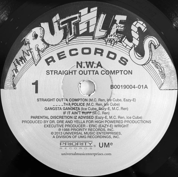 N.W.A. - Straight Outta Compton (1988) - VG+ LP Record 2013 Ruthless Priority Vinyl - Gangsta / Hardcore Hip-Hop - Image 3