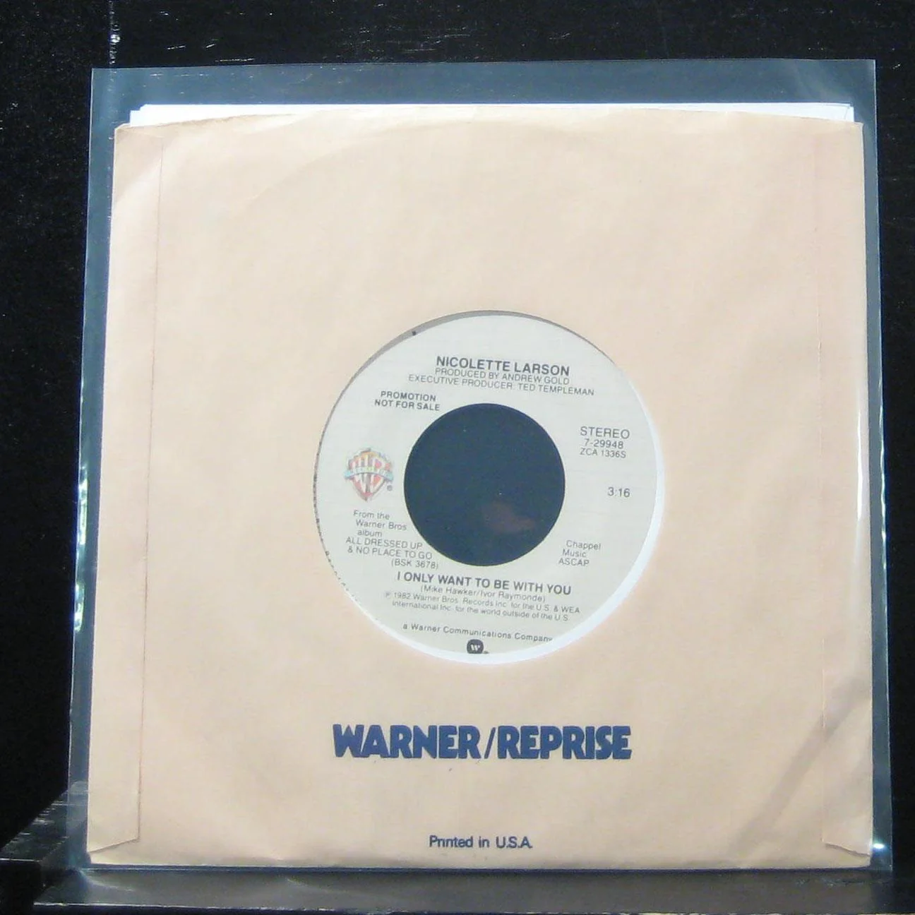 Nicolette Larson - I Only Want To Be With You 7" Mint- 7-29948 Vinyl 45