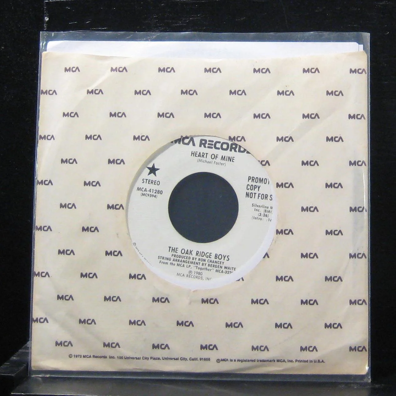 Oak Ridge Boys - Heart Of Mine 7" VG+ MCA-41280 Vinyl 45 Promo 1980 - Image 2