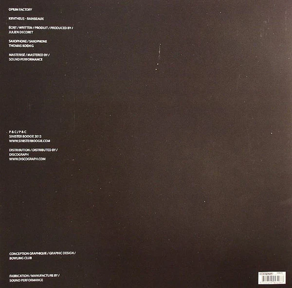 Opium Factory - Kifatheus / Rainbeaux - New 10" Single Record 2008 Sinister Boogie France Vinyl - Electro / Experimental - Image 2