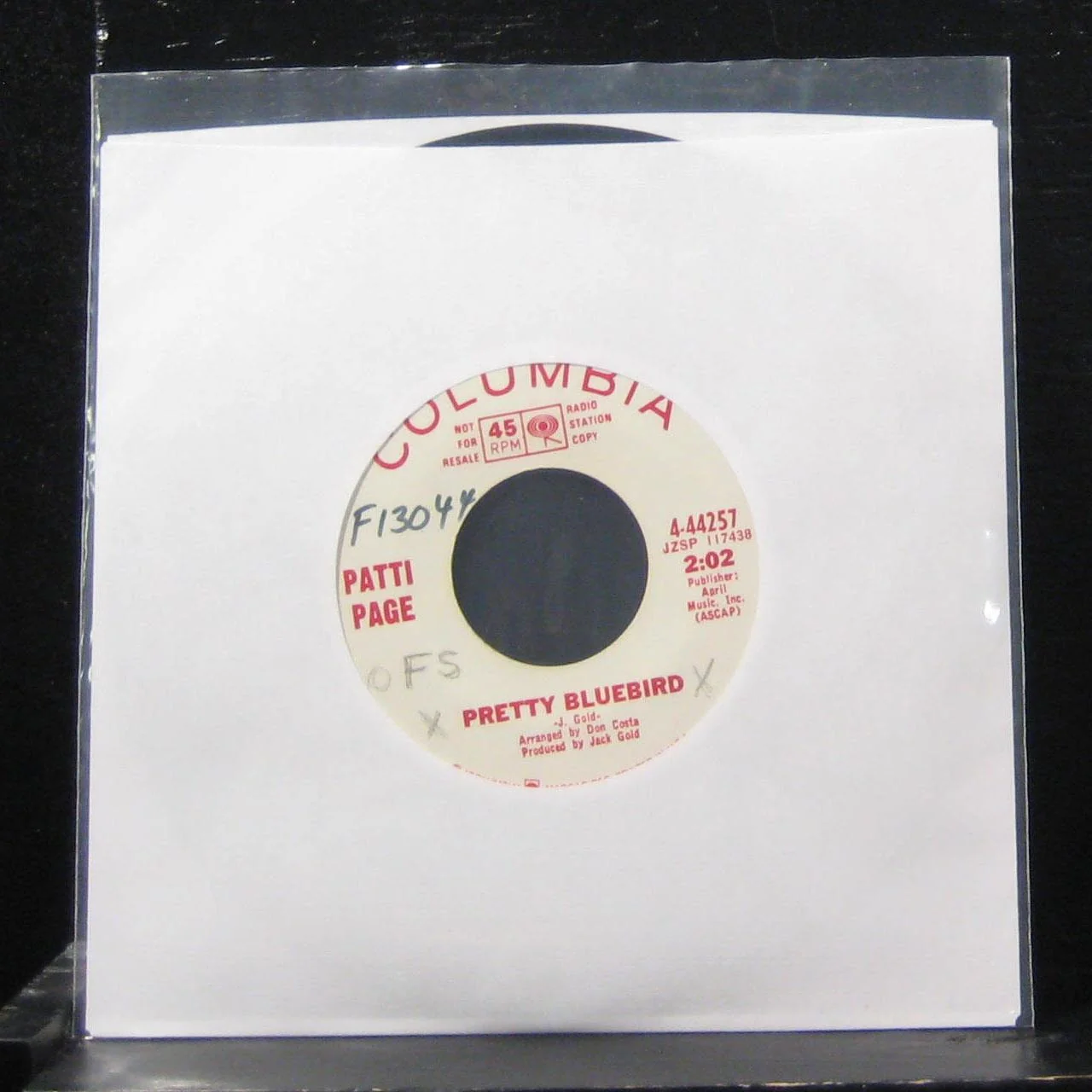 Patti Page All The Time  / Pretty Bluebird 7" VG+ 4-44257 Vinyl 45 Promo 1967 - Image 2