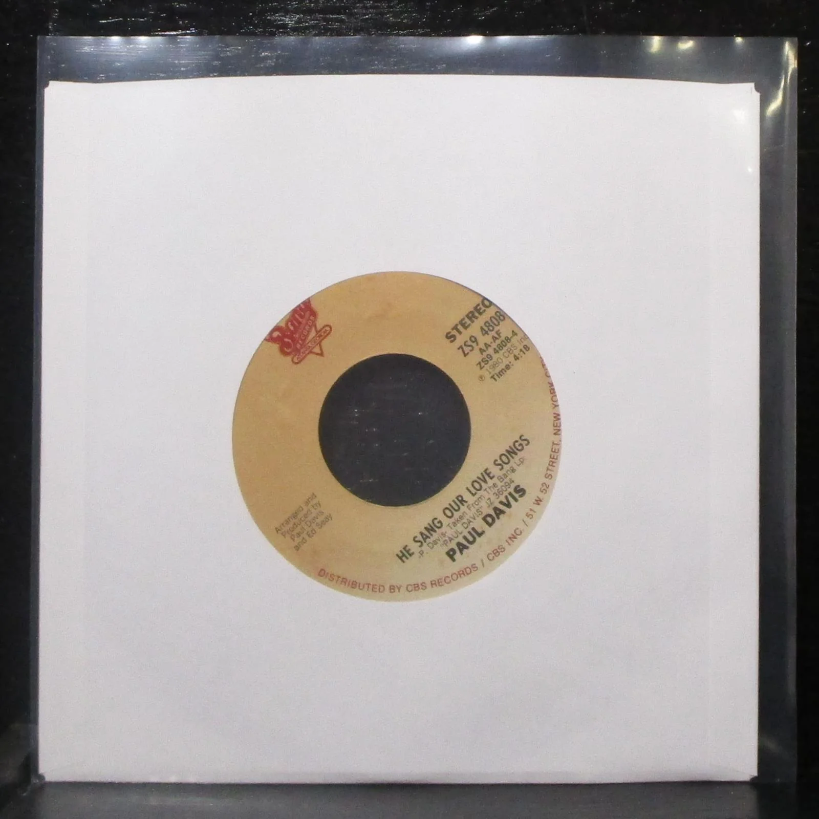 Paul Davis - Do Right / He Sang Our Love Songs 7" Mint- Vinyl 45 Bang ZS9 4808 - Image 2