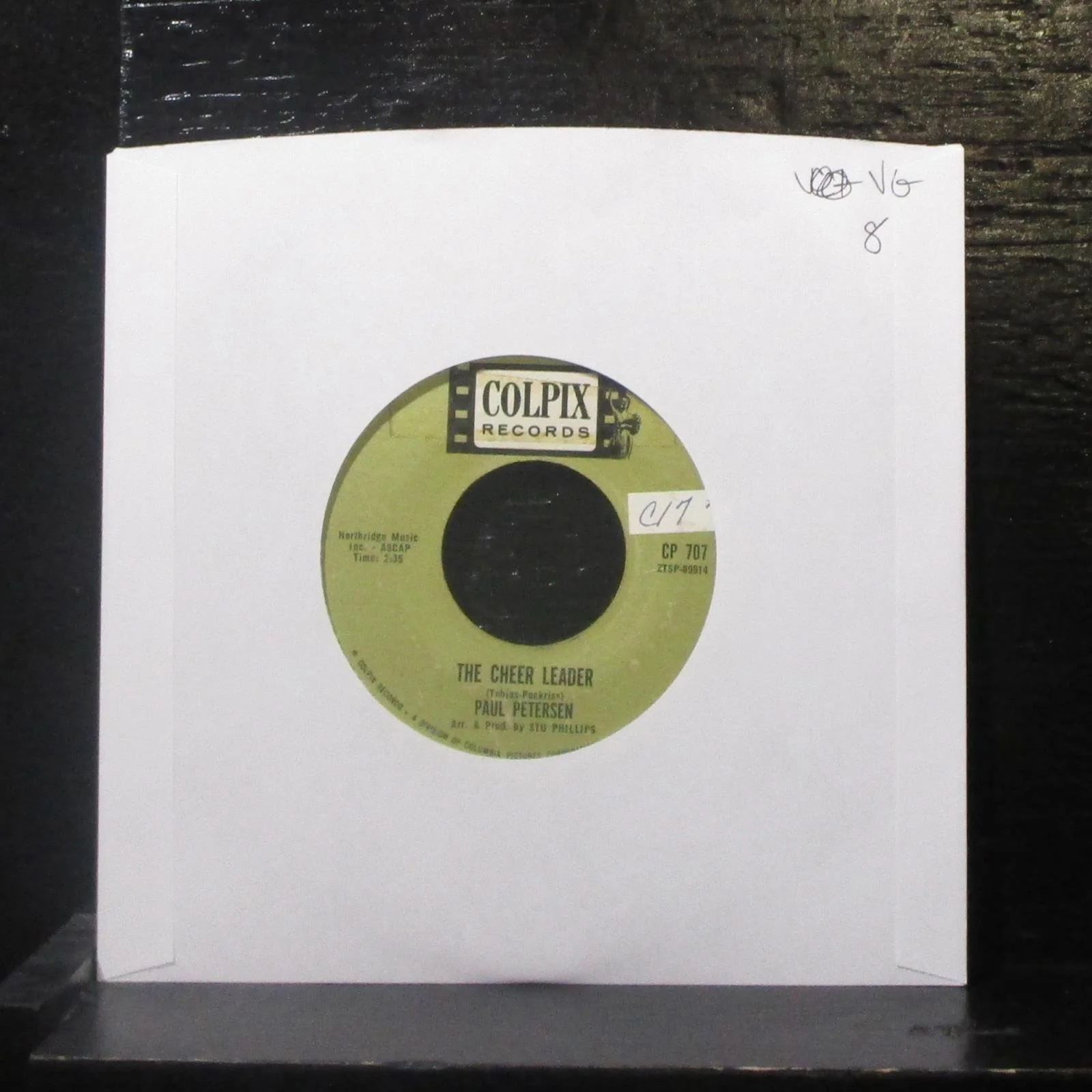 Paul Petersen - The Cheer Leader / Polka Dots & Moonbeams 7" VG Vinyl 45 Colpix